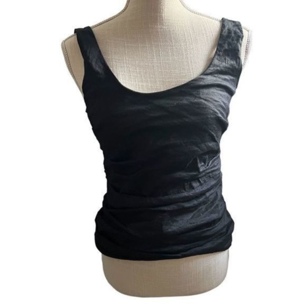 Nicole Miller Sleeveless black rouged back zipper top size sm brand new w tags
